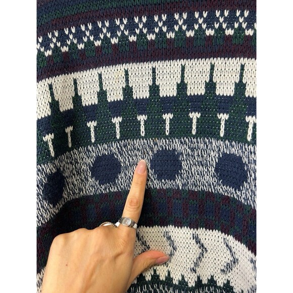 VINTAGE Todays News Sweater Unisex Adult Geometric Pattern Grandpa Fisherman XL - Picture 13 of 16